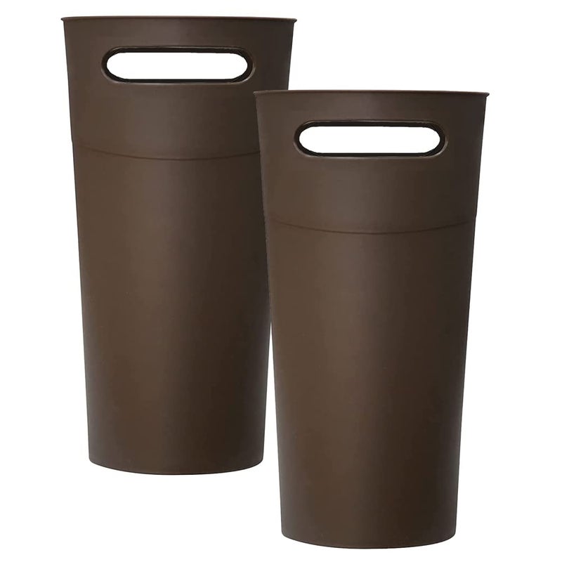 ROYFACC Small Trash Can Plastic Bathroom Wastebasket 3.2 Gallon Slim Garbage Container Bin with Handle for Home Kitchen Bathroom Bedroom Office, 2 Pack (Brown) - Image 5